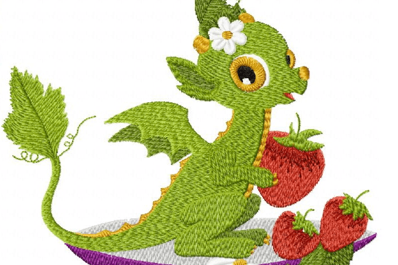 Dragon Strawberry Embroidery Design