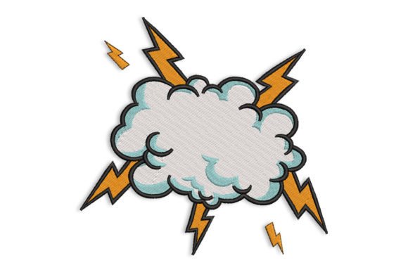Lightning Cloud Embroidery Design